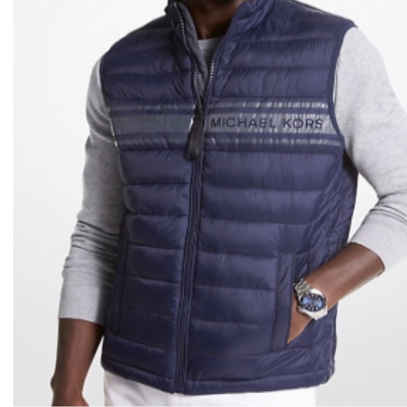 Michael Kors Other - NEW MICHAEL KORS MENS Logo Tape Quilted Nylon Puffer Vest size XL Navy blue